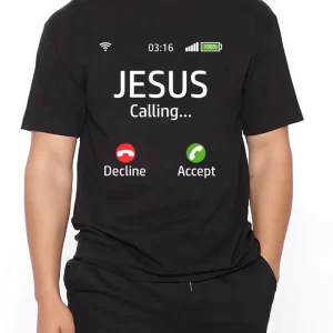 Men's Casual Trendy Funny "JESUS CALLING" Print T-shirt