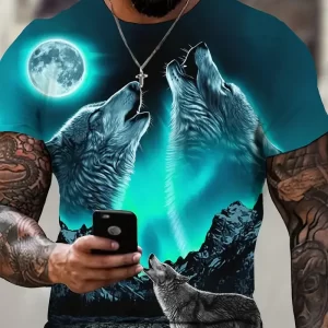 3D Print Wolf Men's T-shirt For Summer Outdoor