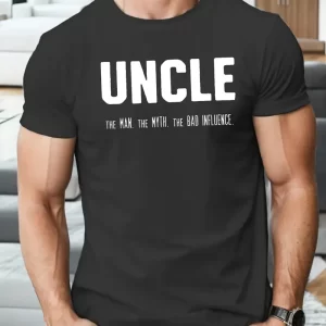 Uncle Print T Shirt, Tees For Men, Casual Short Sleeve T-shirt