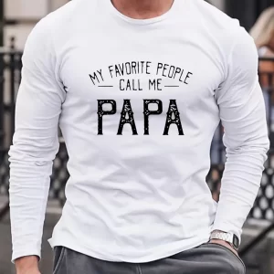 PAPA Print, Men's Graphic Design Crew Neck Long Sleeve Active T-shirt Tee