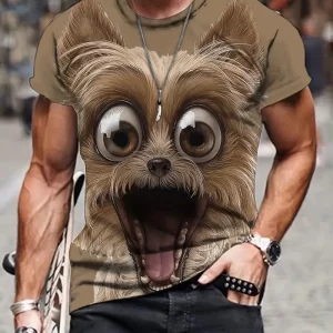 Men's 3D Cute Dog Print Graphic Tee - Casual and Comfy Summer T-Shirt