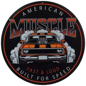 American Muscle Round Metal Sign