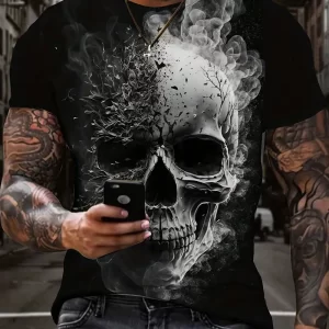 Horror Skull 3D Digital Pattern Print Men's Graphic T-shirts