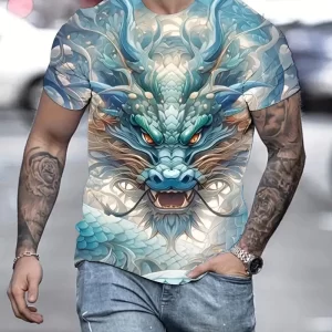 Men's Fashion 3D Dragon Print T-shirt