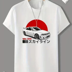 Japanese Characters & Car Print T Shirt